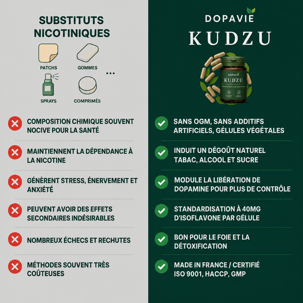 DOPAVIE 40 mg d’isoflavone Extrait de Kudzu - 100% Naturel